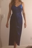 This is a great dress but not for my body type. What I like about this dress is that it is true to size, the color is a beautiful blue and I love the velvet material. Unfortunately this dress does not define my waist and it makes me look shapeless. Might be best suited for a top heavy body shape. - Auria H.