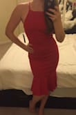 Love this dress! Super flattering and comfortable. The material is thick enough that it doesn't show every blemish but stretchy enough to flatter all the curves. Super cute! - Lara S.