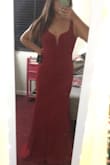This is my first time buying a formal dress online, I was very hesitant about the fit and length but I ordered a Small and Medium, the small fit perfectly! It hugged the right areas and the fabric is forgiving! I bought this dress to wear to a wedding so, I am thrilled! The length is a little long but with heels, it's great. I am somewhat short but the length works well with heels. Love this dress and I am so so so happy with my purchase!! - Nai C.