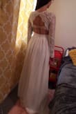 Wow I love this dress. I wish it was a bit smaller - I ordered the x-small but I'm still going to have to take it in at the sides and arms. Some elastic in the lace on the sleeves would go a long way! It feels amazing, really comfortable and light, but it also looks like a wedding dress. I'll probably have to tape the sides/back of the dress to my skin so it holds tight, sew some cups in, and hem it, but for the price I'm just delighted. - Willow W.