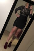 This dress is amazing! Ordered it for graduation and I cannot be more pleased. It fits perfectly and is incredibly comfortable. The material is stretchy and thick, perfect for a December graduation (would not recommend for a Summer event!). The length is perfect, I am always skeptical with shorter dresses because I have a large butt and dresses tend to fall too short in that back, but this is perfect! I was worried about my arms feeling uncomfortable in the lac sleeves but the material is soft and stretchy. Highly recommend this dress!! - Stacia B.