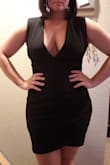 This dress was amazing. Sexy but not scandalous (I wore it to my office holiday party). I have small shoulders and the straps were wide (as seen in photo), so I altered them smaller and now it's perfect. Having pictures and stats of other consumers really helped me make my decision, as I haven't bought online before. Great material, thicker so it feels quality and keeps everything looking slim! - Leigh S.
