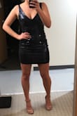 This dress has a very flattering neckline. It's tight, but the sequins can help hide insecurities. I also love that you can wear a regular bra (or push-up) with the dress. I will be returning because I'm not sure this dress is right for the occasion, but it's super cool and looks great on! - Abigail C.
