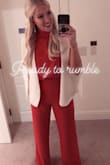 I cannot even begin to explain how perfectly this jumpsuit fits! I have long legs and it is very difficult for these types of outfits to work on my body. The leg length is perfect and the color is gorgeous! The only adjustment I'd make is on the neck buttons- they're really difficult with that fabric to get on and off. I can't wait to wear this again! - Carrie S.