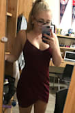 The material is super stretchy and soooo comfortable. I felt sexy yet not too exposed. I ordered the dress in dark plum but it definitely was more maroon than the picture. Still absolutely loved the dress and got sooo many compliments! - Liz W.