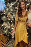 I wore this dress to a holiday party and it fit the theme so well! I love velvet for the winter time. It was a perfect length which I was worried about being as short as I am. The dress ran a tad bit large, I could tell from the excess material in the back where it ties but I selected true to size because I'm anywhere from an XXS to an XS so it was to be expected. Overall 5 stars, it was beautiful and flowy. - Amber C.