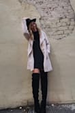 I love this coat! If I had my pick I would size down to a Medium, but there was only a large left in this color. Either way I'm very happy with this piece! - Laurren L.