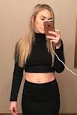 This all black two piece is perfect for the winter. I love the embellishments on the back of the neck! - Hailey S.