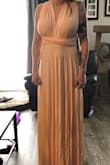 Love this dress super soft material and the color is very pretty. I did find it more of a peach rather then a pink, but regardless I love it. I will be asking my bridesmaids to wear this dress for my wedding next year. - Katti F.