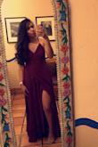 The dress was beautiful when it came in the mail, the material is nice and heavy, and the color is just like the picture! Really pretty dress highly recommend! - Estefania R.