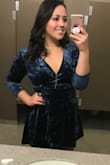 I bought this dress expecting to return it, but I LOVED IT. I was afraid I wouldn't like the velvet but it was very comfortable and so cute. It fit very well and is a tie dress so you can tie it to fit exactly how you want it to. I got A TON of compliments and felt beautiful in it. I wore it to a winter wedding and was the perfect style for the occasion. - Britney A.