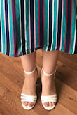 They fit me a bit loose and big, but 5.5 was the smallest size available. I'm usually a 5.5 even 6 but these heels do run big. Aside from that they are cute. They do get dirty very easily and it gets hard to clean them without removing the original color. - Fernanda