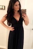Love this dress. I got so many compliments when I wore this to a friend's wedding. It is long but with a two inch heel it grazed the ground perfectly. Would definitely buy in another color. - Kelli Y.