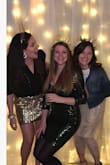 Absolutely love this skirt. Slightly loose in the waist but quite short so the large was comfortable. Great with a loose flowy top tucked in. Wore it to a holiday party and will prob wear it to several more. Perfect price point. Me on the left in the pic! - Stephanie B.