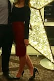 Wore this to a work party with a bodysuit- super fitted but has a little stretch- loved it! - Kathleen V.