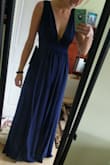 Beautiful dress my friend asked us to buy for her bridesmaid dresses. Very soft and I feel beautiful wearing it. I will probably sew the front a little more so less cleavage shows. - Eva K.