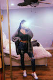 I love this cardigan so much because you can layer up or wear it alone and it looks great both ways. I recommend wearing a lighter sweater underneath if it's cold outside but since I'm in California there's no need for me to do that. It does run a little big but that's the look they're going for. The sleeves already come cuffed and it gives it an edgy look. Overall I'm obsessed with this sweater because it's soft and comfy. - Denise T.