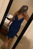 Buy this dress! Sorry the photo isn't great quality, but the dress is! The material is soft, stretchy, and a gorgeous color. Very happy with this purchase. - Bailee H.