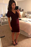 This dress is a gorgeous color, and a very flattering piece. I wore it to my office holiday party and it was perfect! - Nicole L.