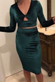Ordered this dress for a winter wedding and it was a hit! The material is super soft and I received compliments from strangers all night. The reason I gave it 4 stars was because the skirt wasn't as fitted as I'd like. I'm a pretty true medium and the waist of the skirt fit a little loosely (I think a small would have been too small though). I felt like I had to pull it up all night. Also, due do the keyhole in the front, I had to keep an eye on the "girls" all night which was a tad annoying. Other than that, I loved it!!! - Laura M.