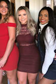 This dress fits so perfectly. I got an XS. Very stretchy and surprisingly really soft. I wore it braless and it looked fine! I got compliments all night! :) - Sara R.