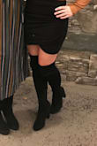 These boots are EVERYTHING! I was worried they'd be too snug to wear with jeans, but they're not! I've worn them no pants, tights & jeans. Each time I wear them I feel like a Queen. Highly suggest! - Hannah H.