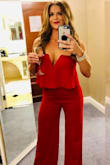This is super cute and easy to wear and take off. I wore this to my company Christmas party. It's very long just FYI. I am 5'9" and had to wear 5 inch heels to make it work. It fits perfect in the back and booty as well. It's form fitting on waist. Trust me you want this one!!! - Brandi H.