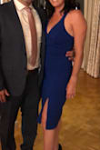 I ordered this dress for a wedding. It fit very well, easy to dance in. I got many compliments throughout the night. Slit wasn't too high but still sexy! Also didn't wear a bra and worked out well. - Rachael A.