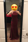 I would not change the size of the dress I ordered, for all intents and purposes it IS true to size. For me, it was slightly too loose in the bust, which I had taken in for alterations and it was AH-MAZING. I had so many compliments. It was comfortable, and snug in the right places. I chose to wear it with adhesive petals and a light body-shaper. There is a kind of rib on each side to keep the fabric close to the skin. It has a slip underneath and a stretchy layer on top so it wasn't thin. And I was warm enough for a December 1st wedding ceremony outdoors in Texas. The only downside is that, for me, the collar was just a wee tight but not uncomfortably or choking me, so I occasionally pulled the dress up to keep it from pulling down. My ONLY regret is not getting a full body shot the day I wore it. So the pictures here are of the day I received it. The hem seems long only because I'm barefoot in the pictures. The day I wore it I was wearing 3 inch heels which was perfect. Super gorgeous- I can't wait to wear it again! - Kira C.