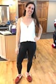 First off, I loved it. It's versatile, I can dress up with faux leather leggings or dress down with shorts or jeans. The fabric has a nice drape to it and it is high quality. I need to wear a strapless with it to not have straps peek out but you could likely get away with a normal bra if a bit of peeking doesn't bother you. I'm 5'8" and although my torso isn't absurdly long, it's what you'd expect for my height and I could use an inch or so longer in front. It just barely meets up to my mid rise jeans and high waisted leggings. I'll be showing a bit of skin with my lower rise shorts. Still worth keeping though. Can't wait to wear the heck outta it. - Kelli A.