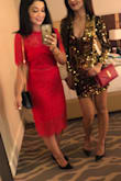 I like my dresses a little on the less fitted side! Red color is gorgeous and very flattering in person! - Marina