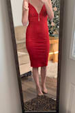 This dress came late which worried me in case it was too small but I just got it today and I love it.  It looks amazing on.  Normally I'm a medium but I decided to go with a small and it fits like a glove, so I would suggest sizing down.  It's sooooo comfy and still sexy and it's stretchy. Fits great and I'm very, very happy with it. - Jordan K.