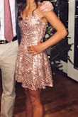 Absolutely loved this dress, more rose gold than gold. I ordered an XS - Bailey P.