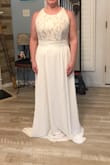 I chose this as my wedding dress. It needs to be taken in around the waist, but I couldn't wear it any smaller in the chest. I can't wait to wear it for my beach wedding! - Allison B.