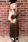 I received endless compliments about this dress. I was even stopped by the president of my university about it. I highly recommend this dress for special occasions or just to wear something golden. Who said you can't be a golden goddess? - Jackie B.