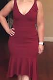 Great dress, just not the dress I was looking for for the occasion I bought it for. It's very tight but gives way and the length is perfect for short girls! - Laura M.