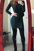 This is probably my favorite bodycon dress and I own several. The color is beautiful. Length is sexy but not inappropriate. In the dead of winter I like to pair it with leggings, boots, and a short jacket. Lots of compliments on this one! - Holly S.