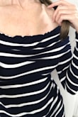 I simply love this top. Super cute with denim. It has a band so that it doesn't come up as easily as other off shoulder tops. - Lara Z.