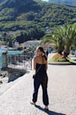 I wore a sticky bra with it and it worked well. Soft fabric and comfortable for on the go. Would look good with heels or flat sandals. - Danielle C.