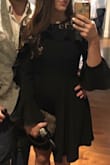 You can dress it down with casual heeled sandals or dress it up with heels.  The top is snug enough I didn't need to wear a sticky bra. The sleeves flow nicely with the ruffles. Length isn't too short either. - Danielle C.