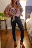 Love it! The color is great and the fabric is soft. It is nicer than what I was expecting. I used it for a Xmas dinner, it was perfect because it was loose (to be able to comfortably eat), but it still showed my body shape by tighting it with a knot at the corner. The only thing is, I had to get a small because the was no xs so the chest area was looser than expected and the bra would show, so I wore a sexy brallette. - Jashira R.