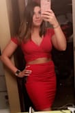 I bought this dress for my birthday and was a little nervous because of the color and the two piece. But I fell in love as soon as I put it on! Fabric has stretch to it which was very nice. I wore it out all night and never got uncomfortable. I got so many compliments I never wanted to take it off. HIGHLY recommend!! - Jessica A.