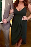 LOVE THIS DRESS! It's super flattering for all body types. The slit from the wrap shows when you're walking, but it wasn't too much. - Jacey P.