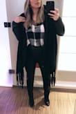 Bought for NY trip and it was perfection. Could wear open on warmer days and wrap around face on colder days. Chic either way! And super long so lots of possibilities! - Dara P.