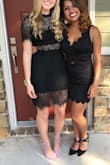 This dress is perfect for a formal event and fun to pair with colorful shoes! I love the lace throughout and detail on the neckline. - Taylor H.