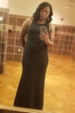 This was the perfect dress! I wore it to a formal wedding. I love the back details. The material was thick but very soft. The length is a little long but with heels it just swept the floor. I'm 5'7" for reference and wore 3.5 inch heels, so shorter people will definitely need it hemmed. - Asia R.