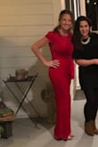 I ordered this for my Christmas Eve outfit and I loved it! I wore heels so the pant legs just about hit the floor, a little above. My bra size is a 32G/H and the S fit just fine. Beautiful color especially for holidays! - Anna L.
