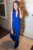 I love the fit and feel of this jumpsuit. I got so many compliments. Even though the neckline is very low, I didn't feel like my boobs were spilling out of the jumpsuit (though my boobs are on the smaller side). - Sierra S.
