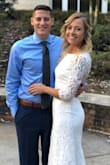 I wore this for a courthouse wedding dress, as my husband and I had to rush our wedding for his military orders. It fit me perfectly! I had the sleeve hem doubled up and sewn again to make the sleeves fit better and not as wide. I highly recommend this. I wore a sticky bra from target under it, and the material is very heavy and thick so it doesn't wrinkle and it doesn't show anything underneath. I normally wear a size 2-3 in jeans. I will note I'm 5'5" and wore 3.5 inch heels and it barely touched the ground so it was perfect. - Joanna N.