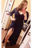 Fits perfect to size and very comfortable. I typically wear large in dresses and it was the right size. Once you figure out how to wrap it, it will hug you in all the right places. Perfect for girls with some curves. The slit is just right, so you can hide it or pop your leg out to show it off. I wore it to a wedding and got so many compliments! It's simple and you can dress it up with heels and jewelry! Great for a winter wedding. I highly recommend. - Dianna T.